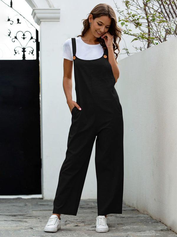 Valenzora | Damen gewebte Retro-Freizeit-Latzhose