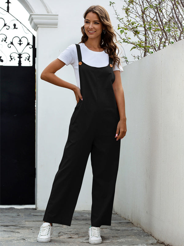Valenzora | Damen gewebte Retro-Freizeit-Latzhose