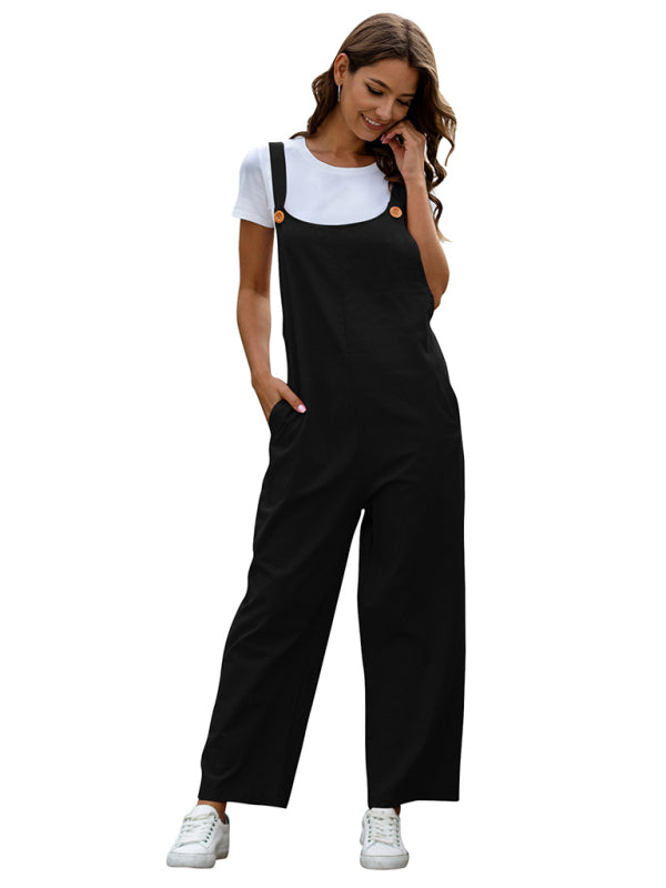 Valenzora | Damen gewebte Retro-Freizeit-Latzhose