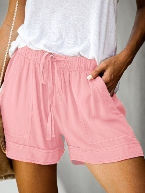Valenzora | Women's High Waist Lace-Up Loose Straight Shorts