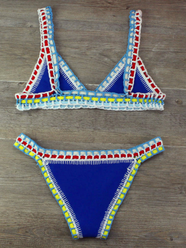 Valenzora | Handgehäkelter Bikini-Strick-Panel-Badeanzug-Set