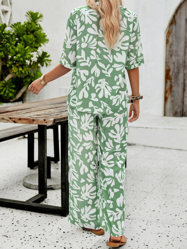Valenzora | Printed Blouse & Trousers Set