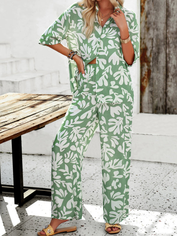 Valenzora | Printed Blouse & Trousers Set