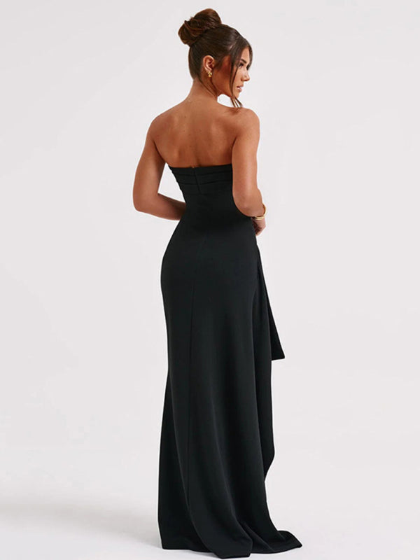 Valenzora | Damen-Tube-Top-Kleid mit U-Boot-Ausschnitt und hohem Schlitz