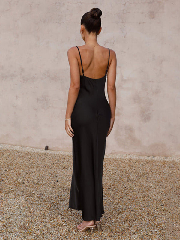 Valenzora | Damen Hosenträger, tief geschnittenes V-Ausschnitt Slim Fashion Kleid