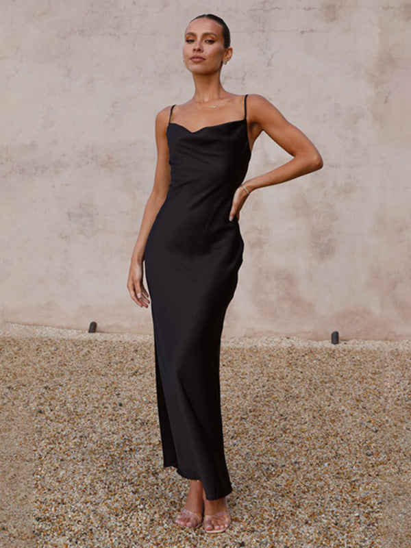 Valenzora | Damen Hosenträger, tief geschnittenes V-Ausschnitt Slim Fashion Kleid
