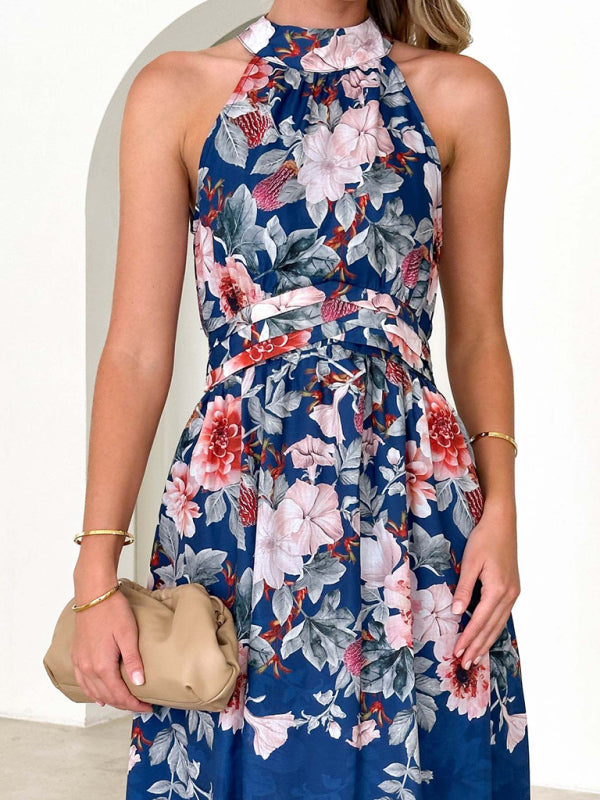 Valenzora | Damen-Neckholder-Kleid mit modischem Print und Taillenbetonung