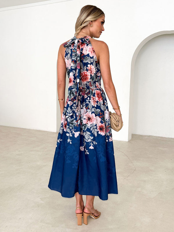 Valenzora | Damen-Neckholder-Kleid mit modischem Print und Taillenbetonung