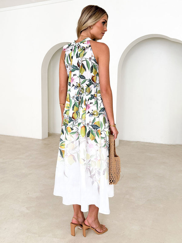 Valenzora | Damen-Neckholder-Kleid mit modischem Print und Taillenbetonung