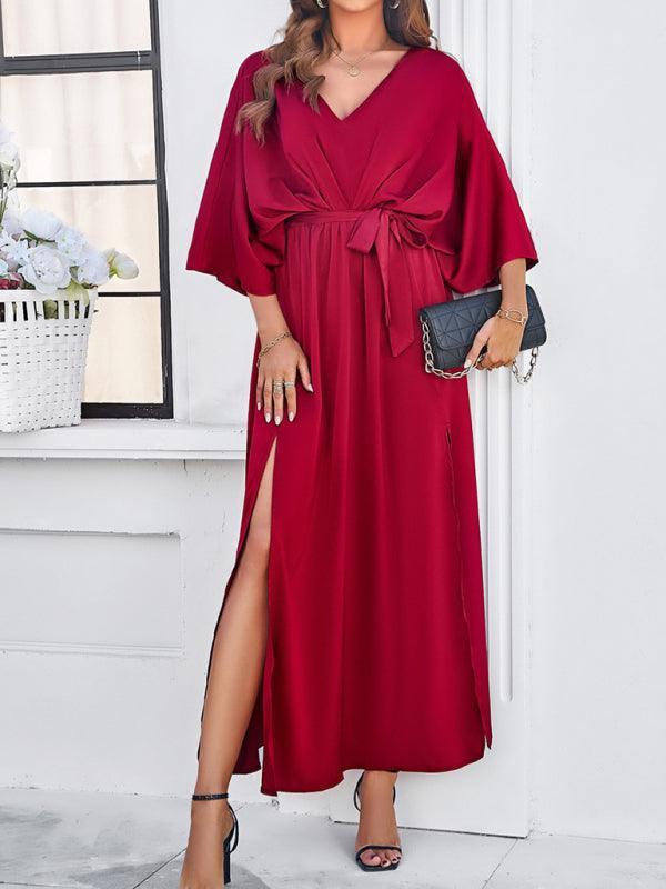 Valenzora | Elegantes Damen-V-Ausschnitt-Kleid in lockerer Passform