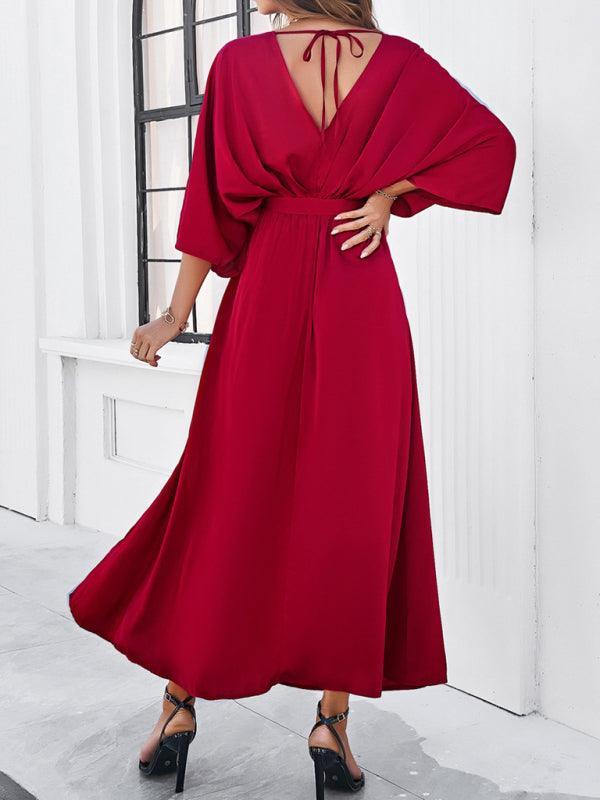 Valenzora | Elegantes Damen-V-Ausschnitt-Kleid in lockerer Passform