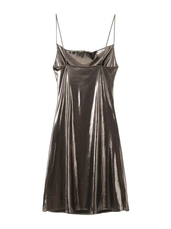 Valenzora | Low-cut back metallic strap dress