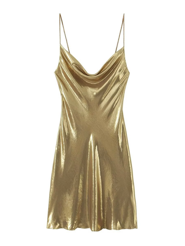Valenzora | Low-cut back metallic strap dress