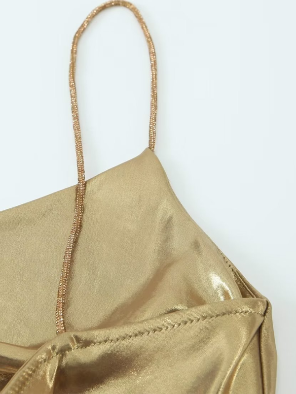 Valenzora | Low-cut back metallic strap dress