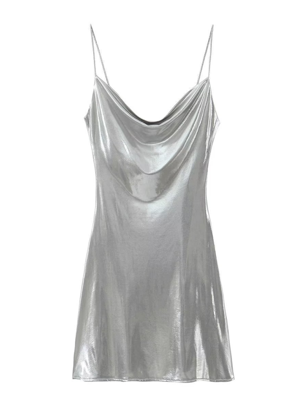 Valenzora | Metallisches Kleid mit tiefem Rückenausschnitt und Riemchen