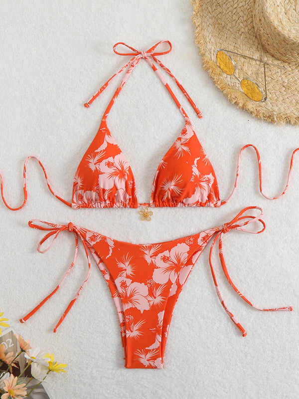 Valenzora | Floral pattern halterneck bikini