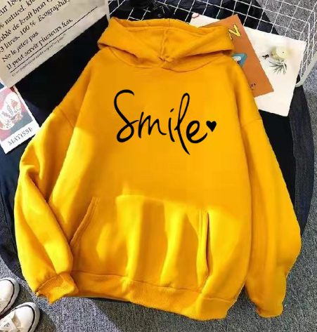 Valenzora | Gemütlicher Hoodie für Damen mit lässigem Lächeln-Print und Tunnelzug