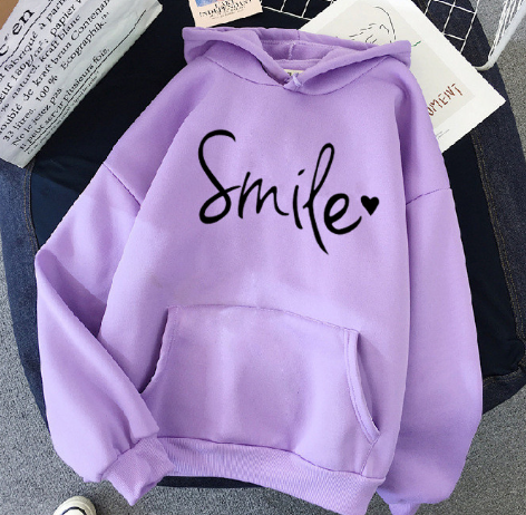 Valenzora | Gemütlicher Hoodie für Damen mit lässigem Lächeln-Print und Tunnelzug