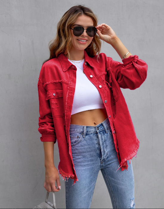 Valenzora - Ripped Oversized Denim Jacket