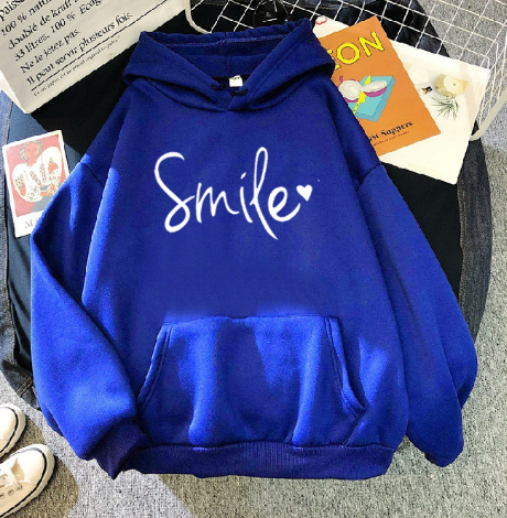 Valenzora | Gemütlicher Hoodie für Damen mit lässigem Lächeln-Print und Tunnelzug