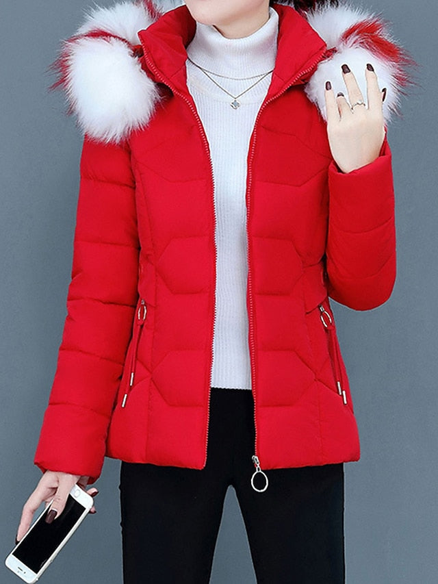 Valenzora | Stylish women's winter jacket with fur collar