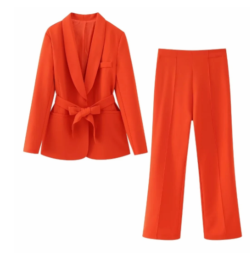 Valenzora 2-piece women's suit | Elegant blazer with belt and matching trousers