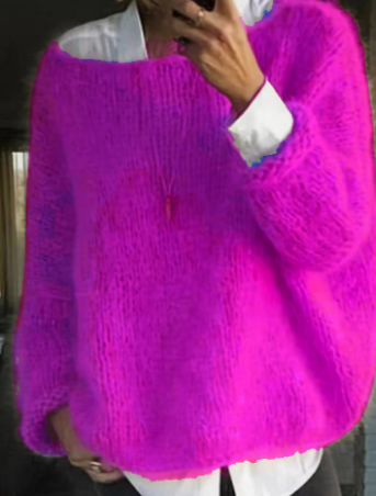 Colorful off-shoulder sweater