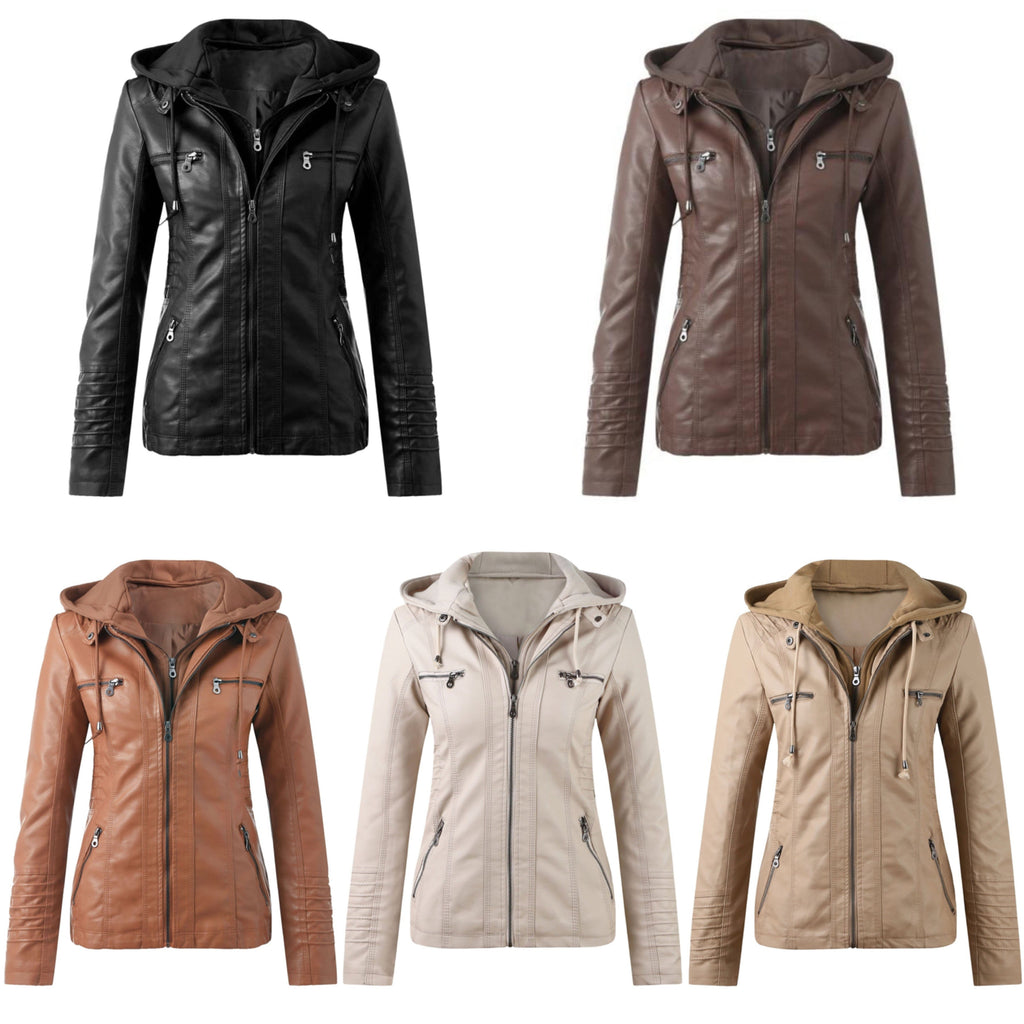 Valenzora | Designer Leather Jacket with Hood