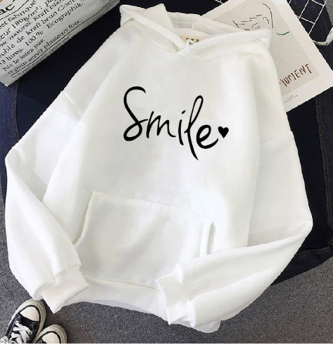 Valenzora | Gemütlicher Hoodie für Damen mit lässigem Lächeln-Print und Tunnelzug