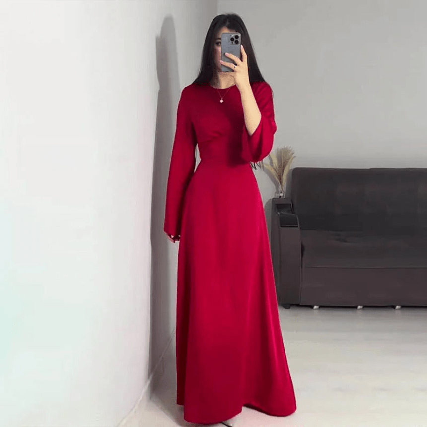 Valenzora | Long Satin Women's Dress Elegant Design & Comfortable
