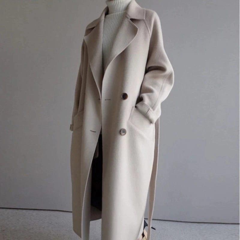 Valenzora in winter": 'StyleGrace' long wool coat with belt