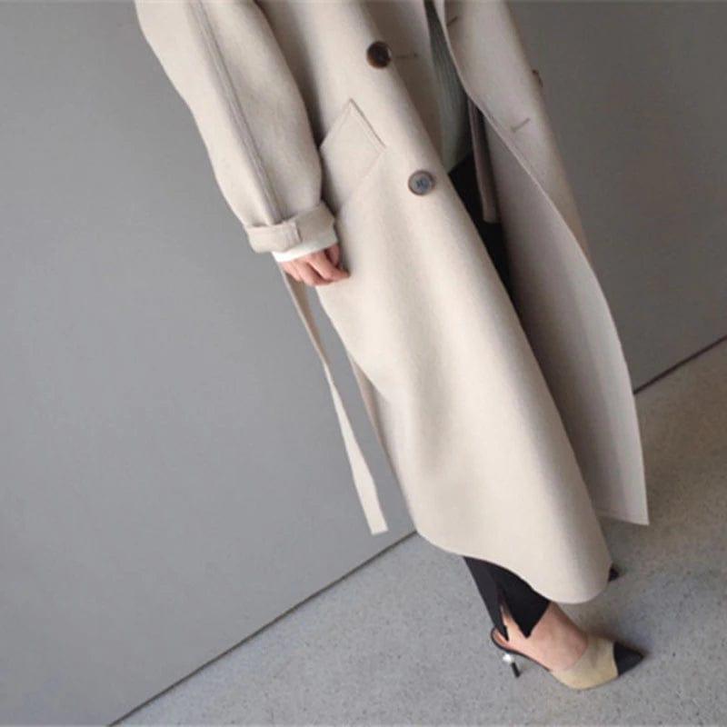 Valenzora in winter": 'StyleGrace' long wool coat with belt