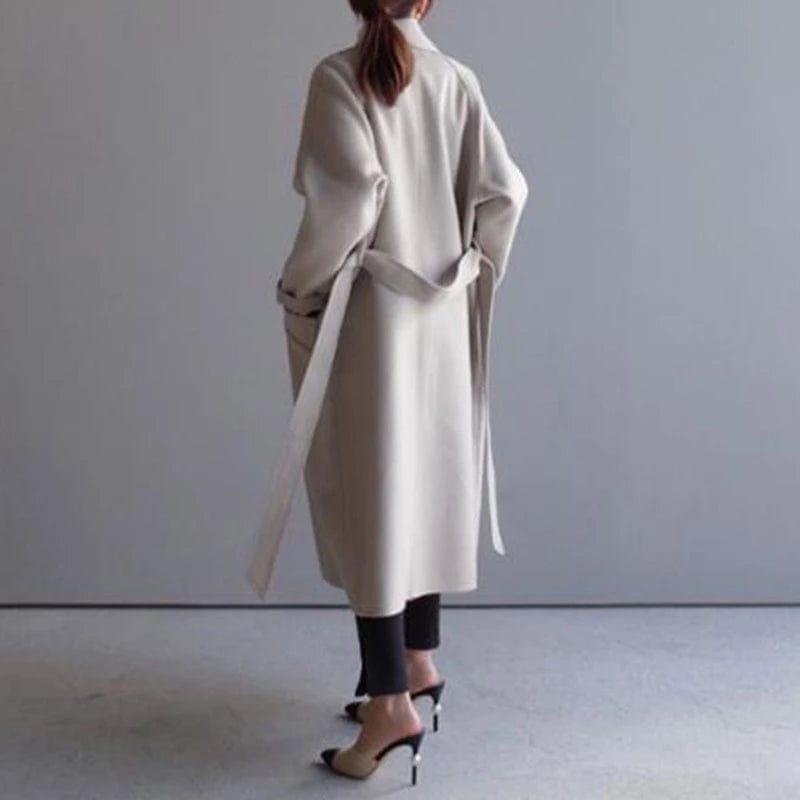 Valenzora in winter": 'StyleGrace' long wool coat with belt