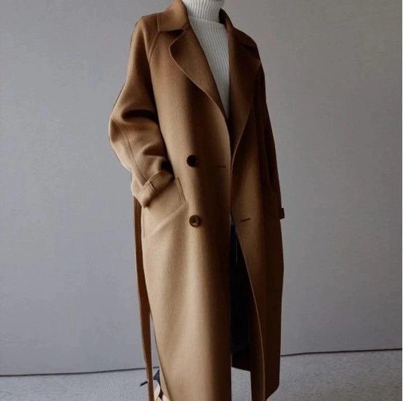 Valenzora in winter": 'StyleGrace' long wool coat with belt