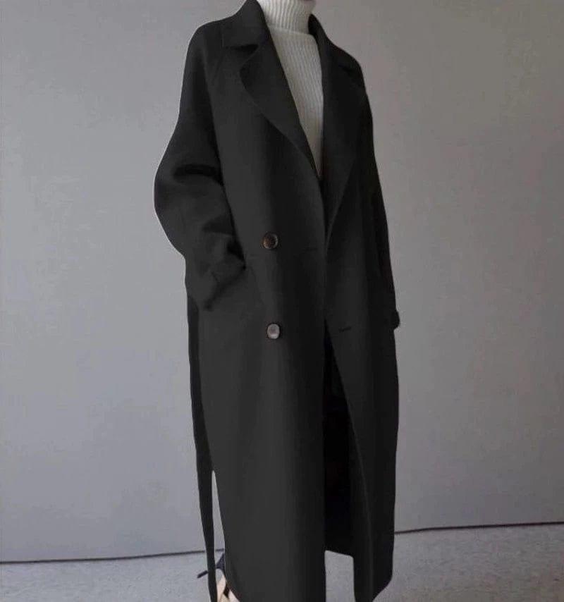 Valenzora in winter": 'StyleGrace' long wool coat with belt