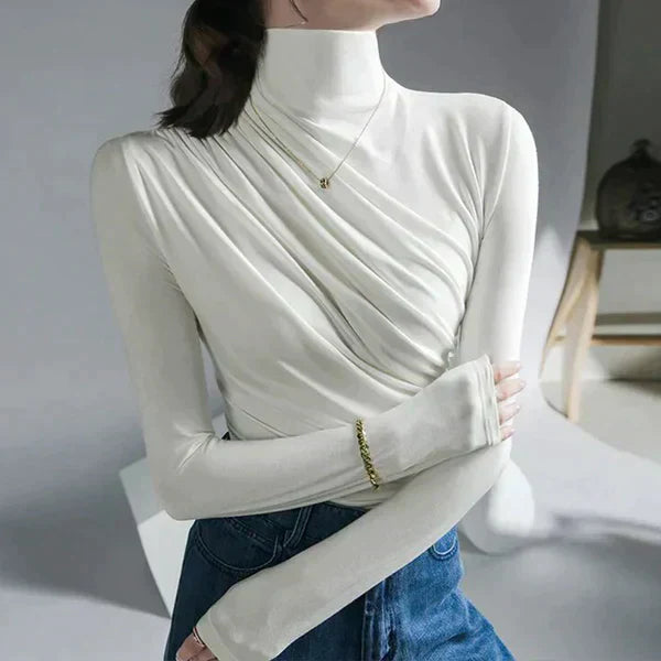 Pleated turtleneck sweater