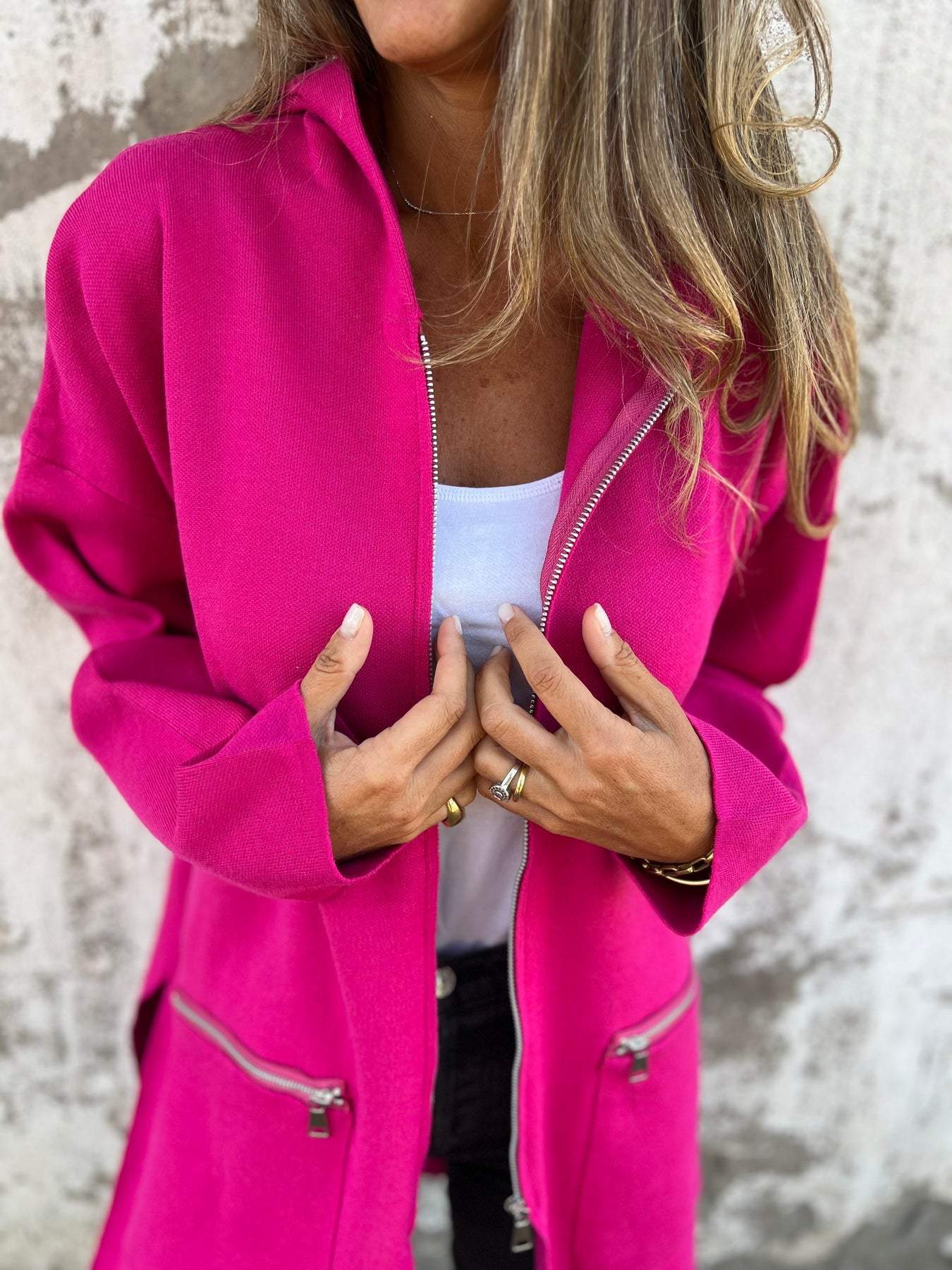 Langärmeliger Cardigan mit Reißverschluss