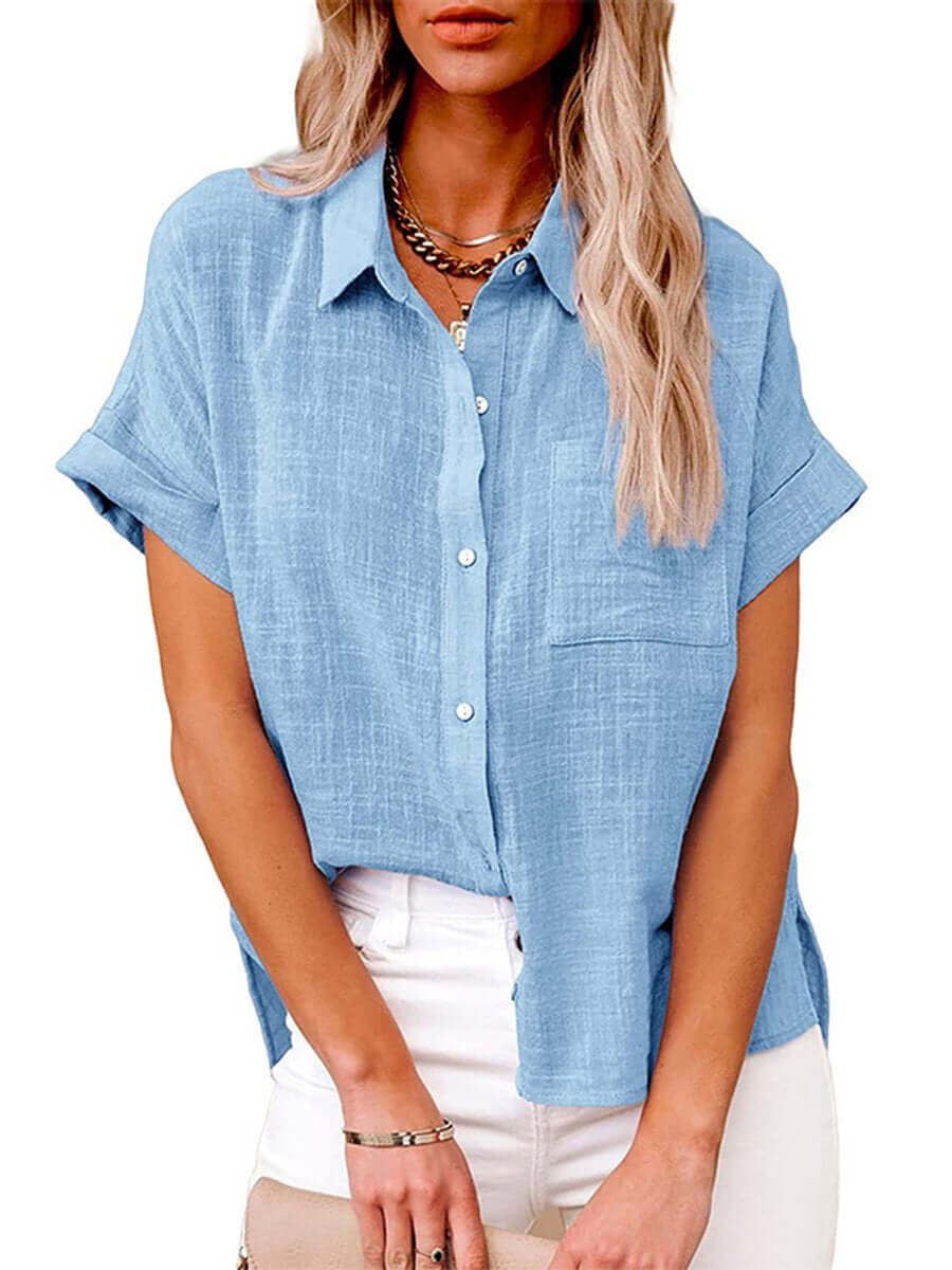 Valenzora | Einfaches kurzärmliges Button-down-Hemd