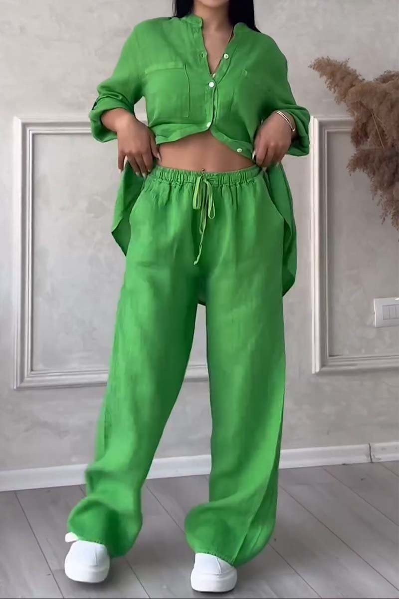 Valenzora | Two-piece set with trousers made of cotton and linen