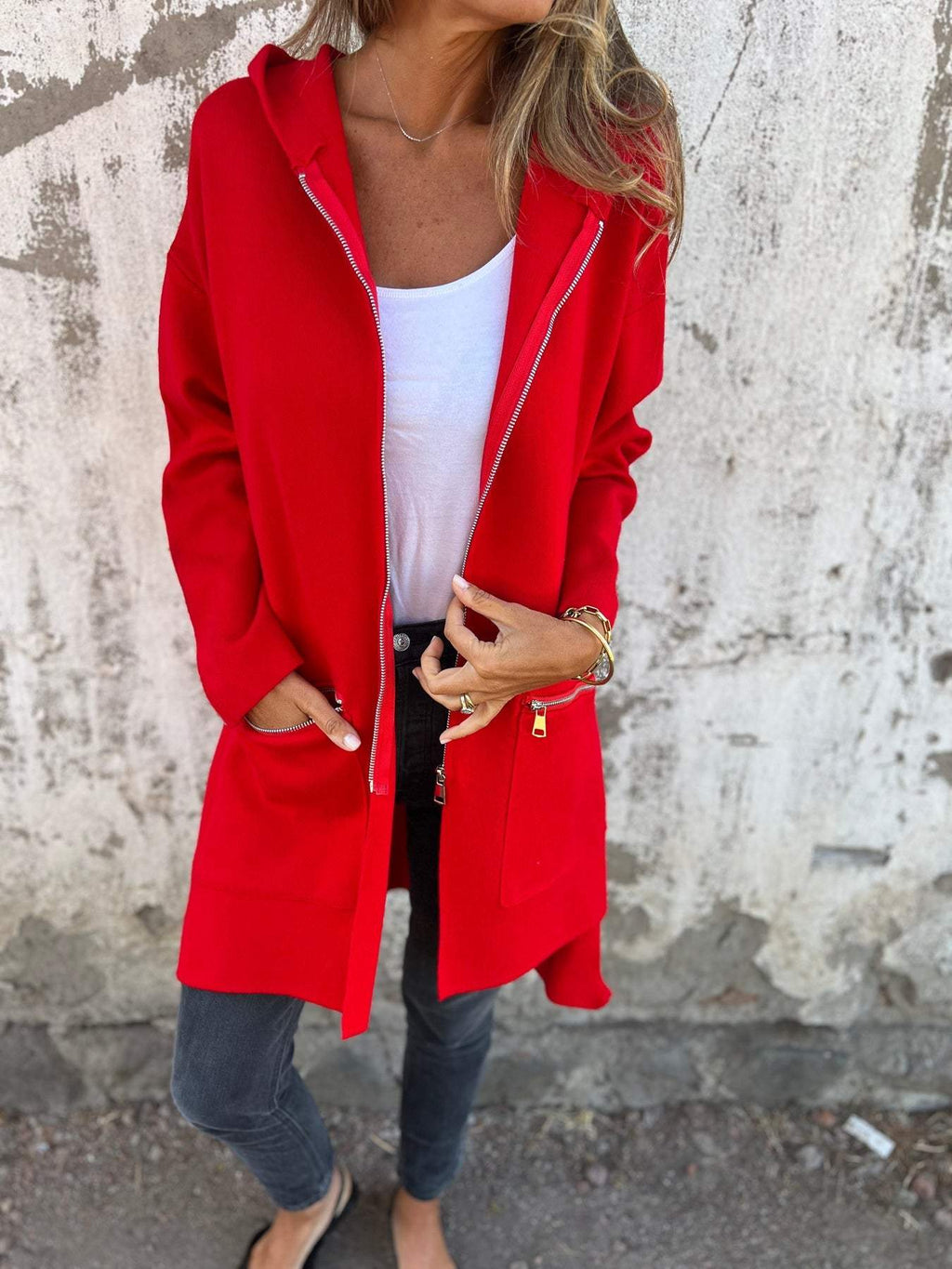 Langärmeliger Cardigan mit Reißverschluss