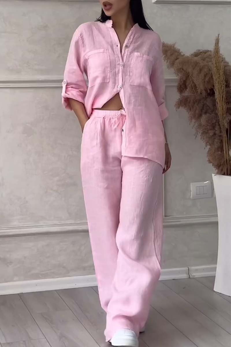 Valenzora | Two-piece set with trousers made of cotton and linen