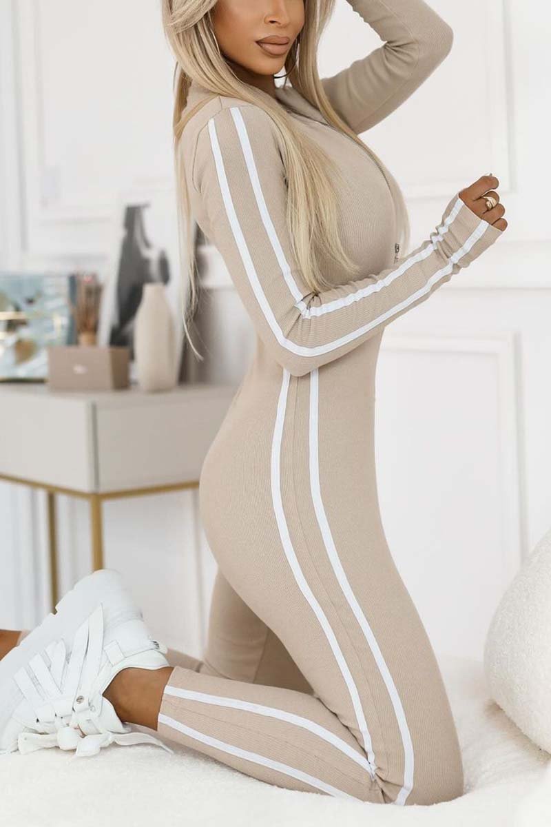 Valenzora | Damen-Overall – Stretch-Overall mit Reißverschluss und Kontraststreifen