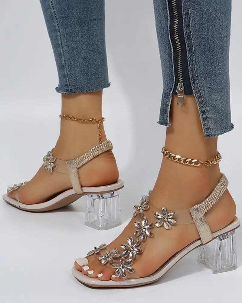 Valenzora | Sandaletten mit Riemchen und Strass, High Heels