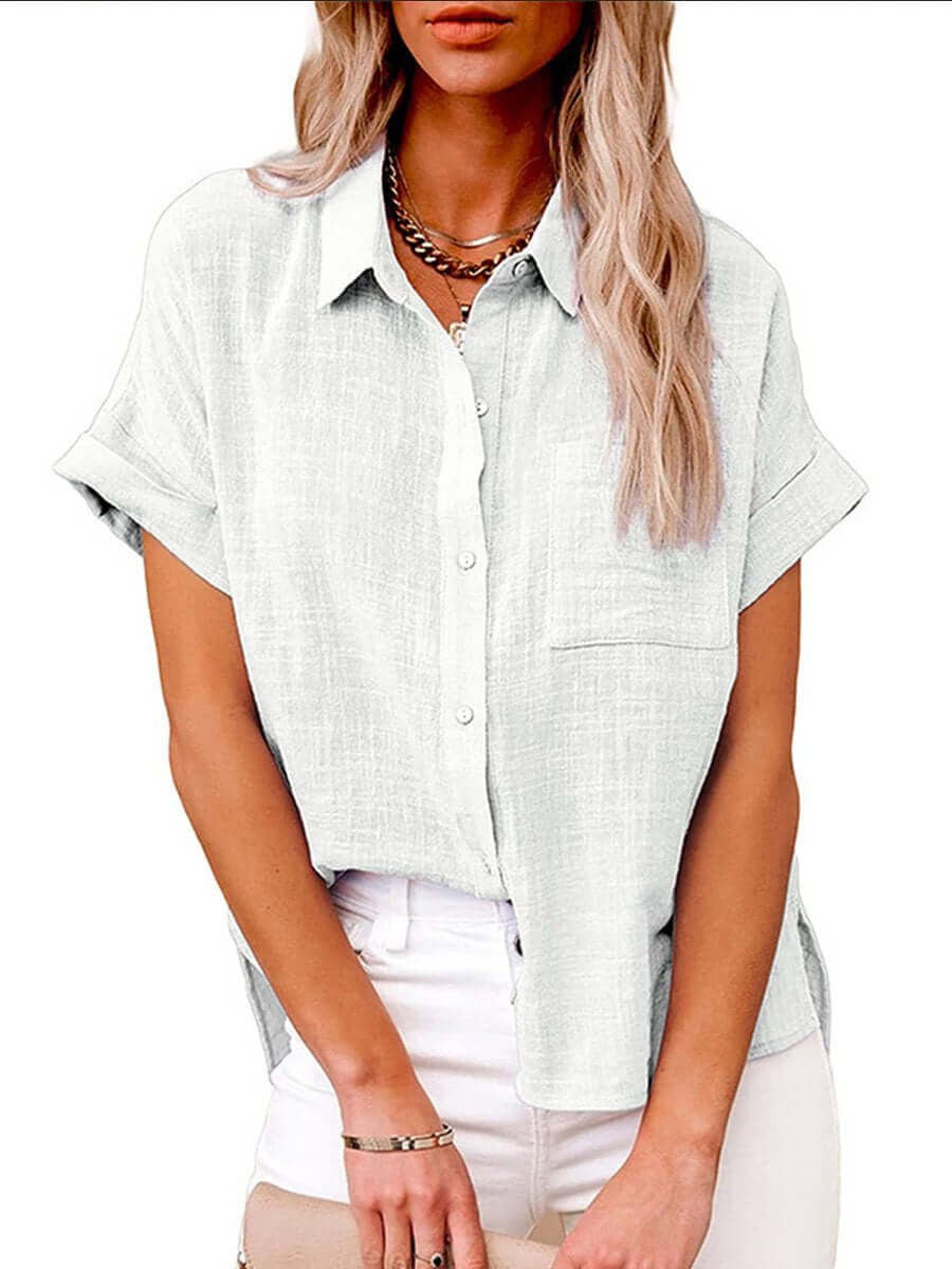 Valenzora | Einfaches kurzärmliges Button-down-Hemd