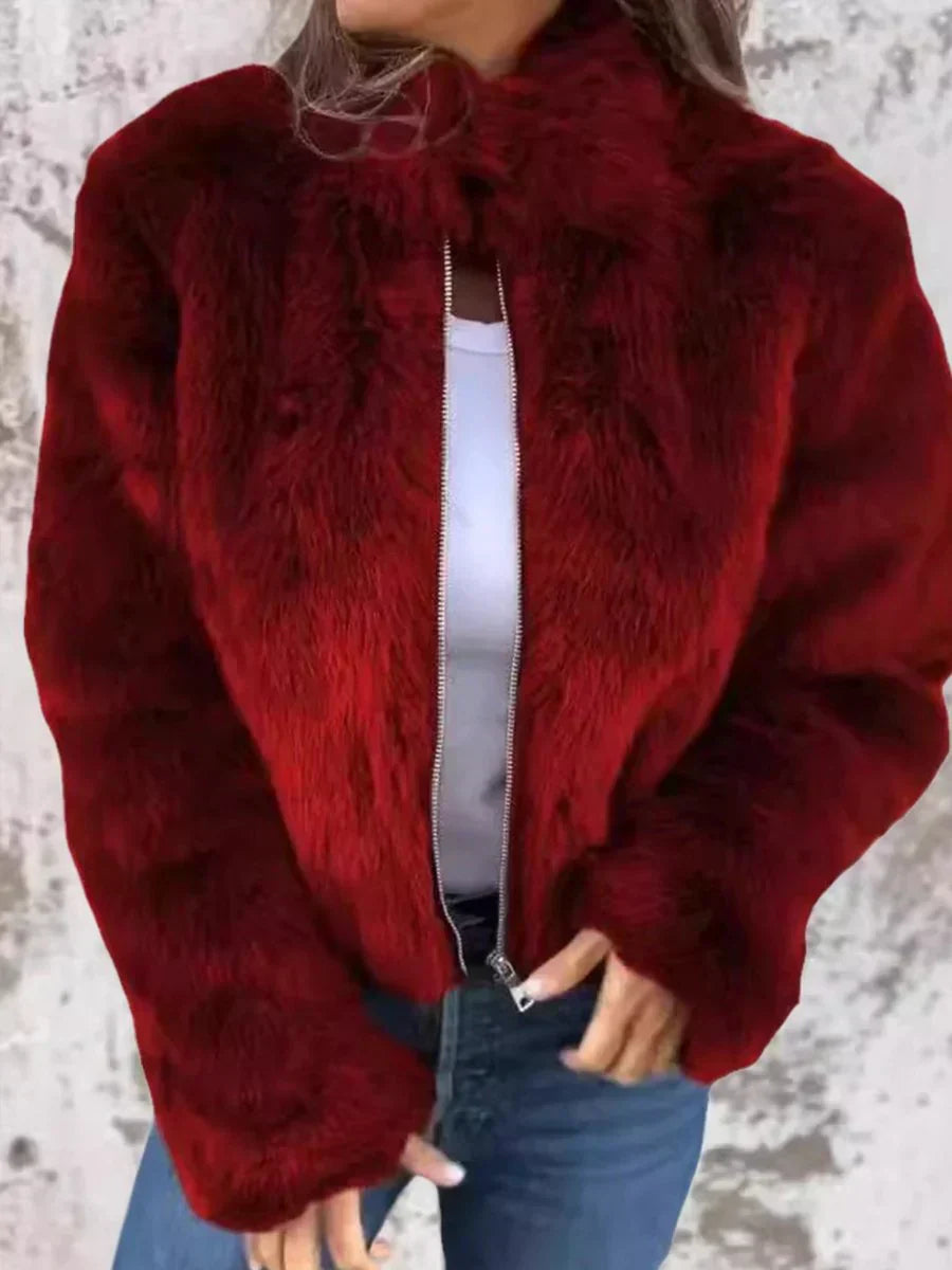 Valenzora | Eleganter Pelzmantel mit Reißverschluss