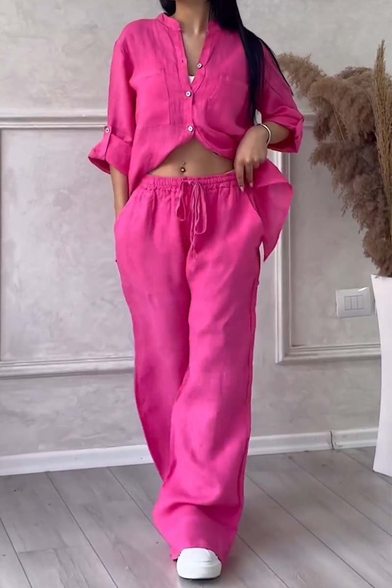 Valenzora | Two-piece set with trousers made of cotton and linen