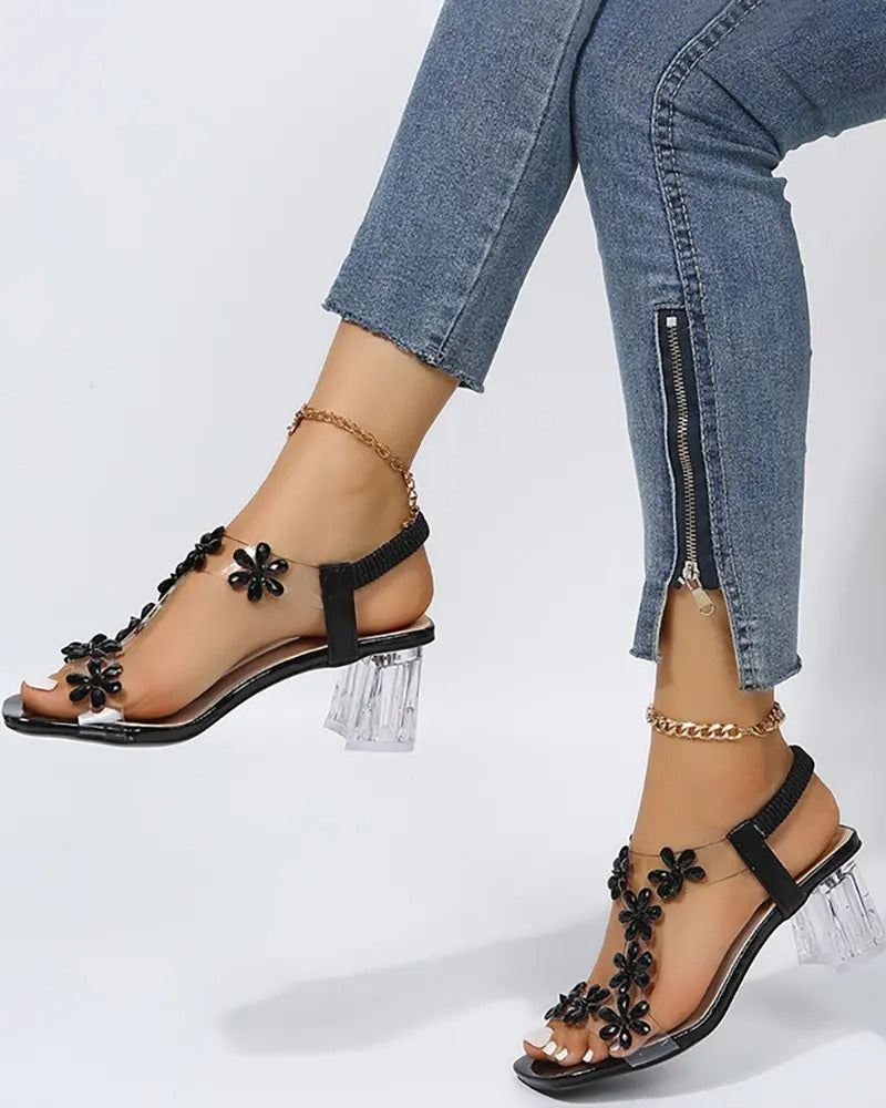 Valenzora | Sandaletten mit Riemchen und Strass, High Heels