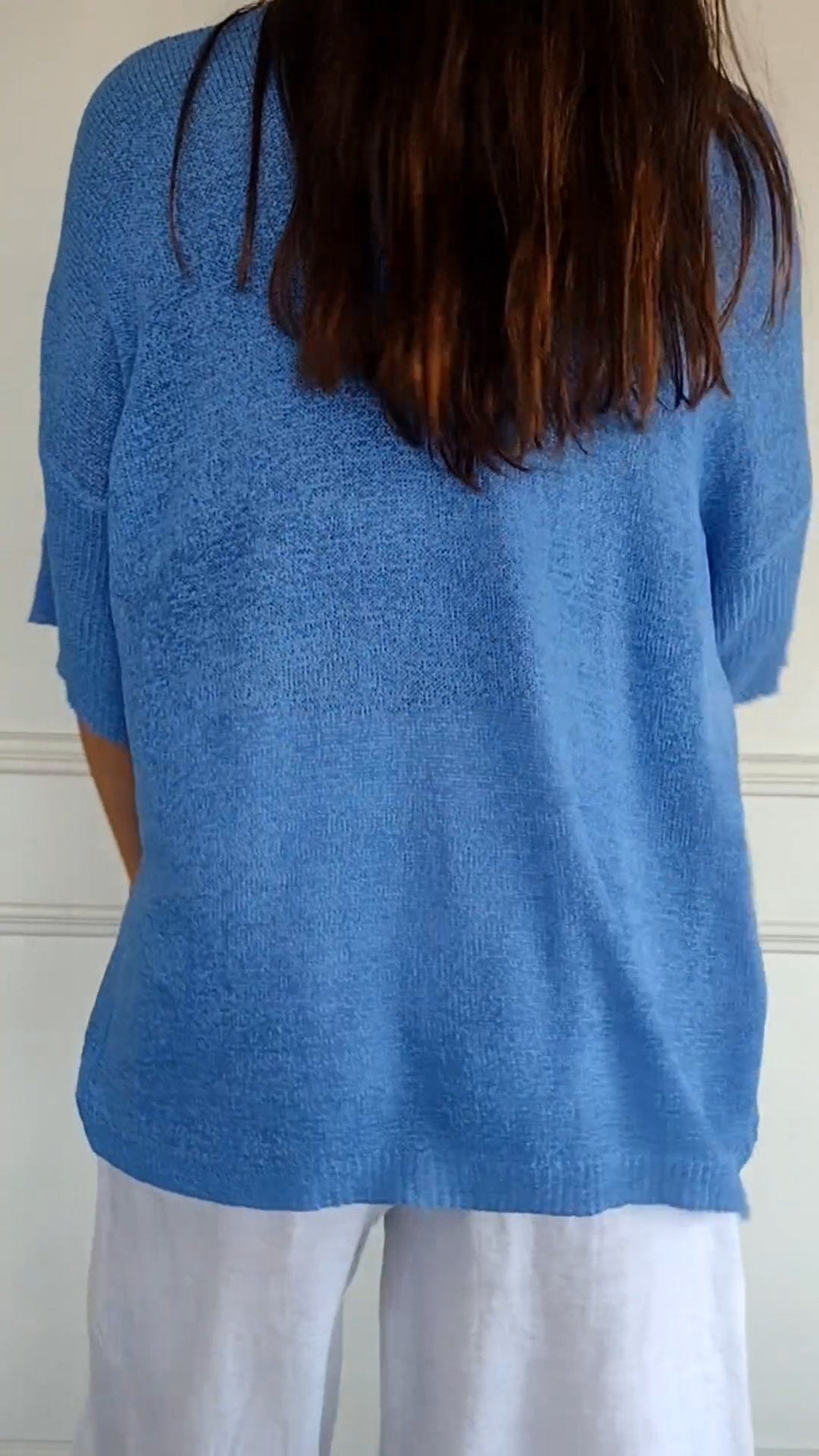 Alexia™ | Solid color knit top with V-neck