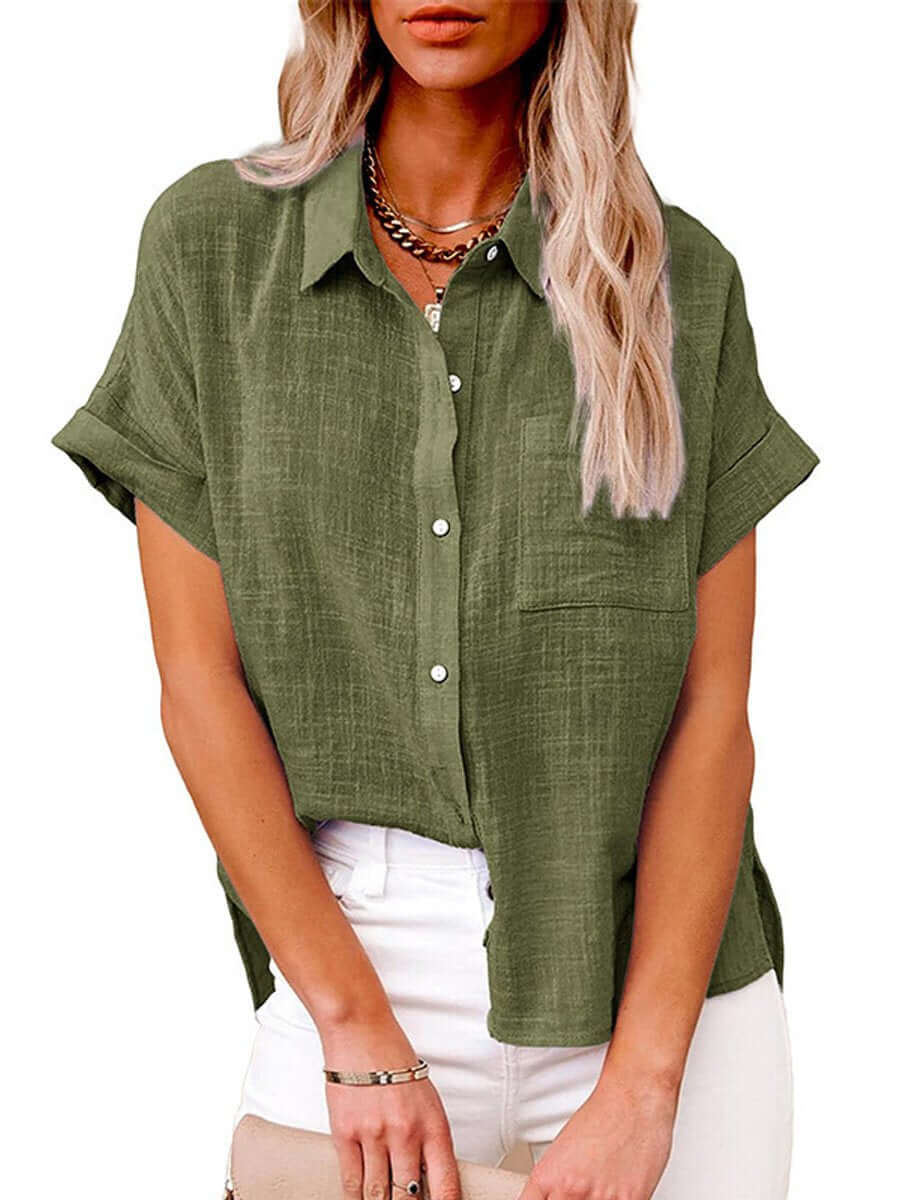 Valenzora | Einfaches kurzärmliges Button-down-Hemd