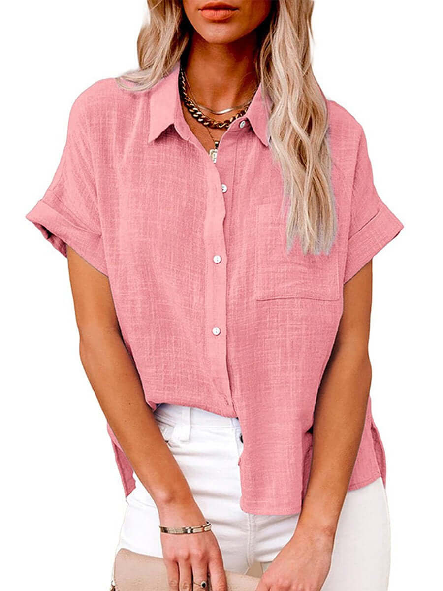 Valenzora | Einfaches kurzärmliges Button-down-Hemd